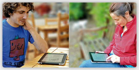 People reading the Modern Buddhism ebook on iPads